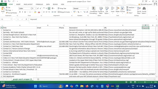 Bing Search Scraper  Result